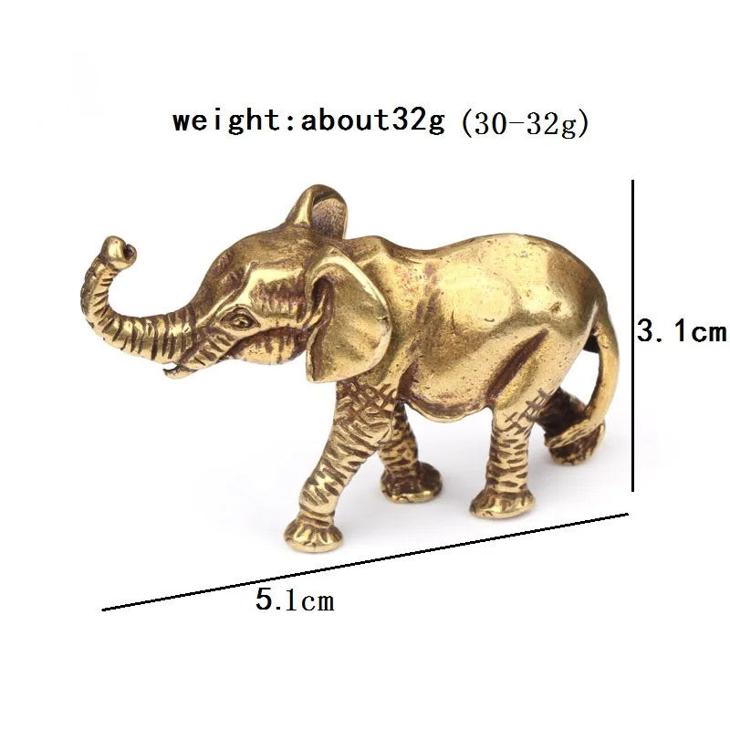 5.5cm Retro Brass Elephant Figurines Tea Pet Table Ornament Home Decoration