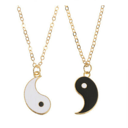 Best Friends Matching Necklace Tai Chi Bagua Yin Yang Pendant Couple Necklace