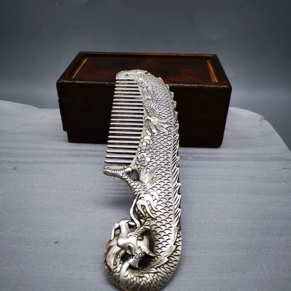 Old Chinese Tibetan Collection Handmade Dragon Classical Comb Statue