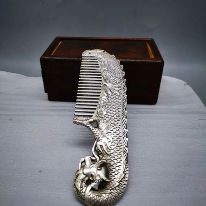 Old Chinese Tibetan Collection Handmade Dragon Classical Comb Statue