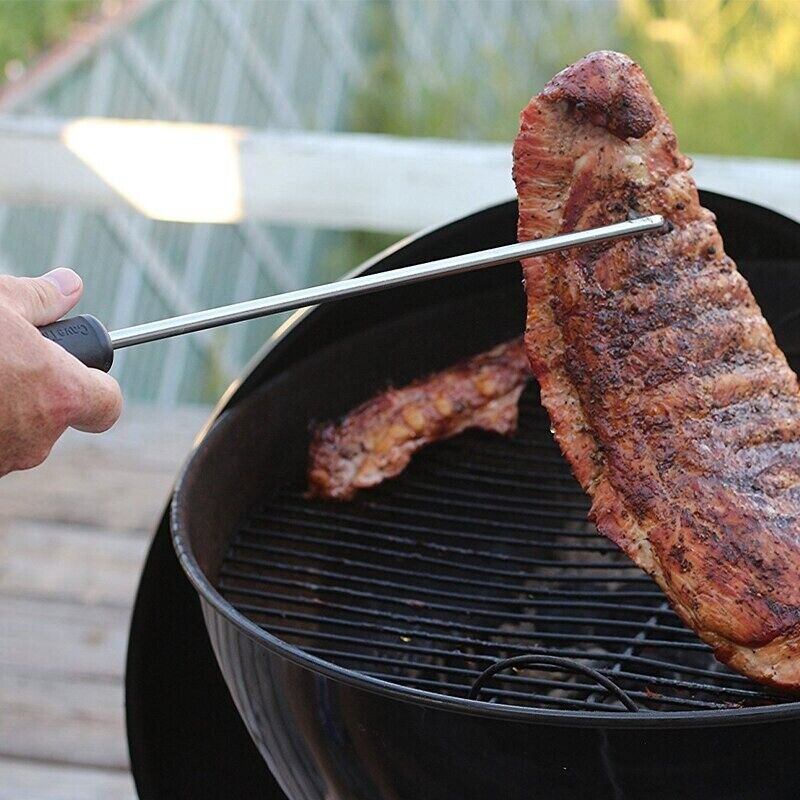 Meat Hook Stainless Steel BBQ Grilling Wood Handle Skewers Set Tools Accessories