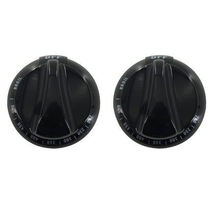 2* Thermostat Control Knob Replace Part WB03K10037 For GE Range Stove Oven Black