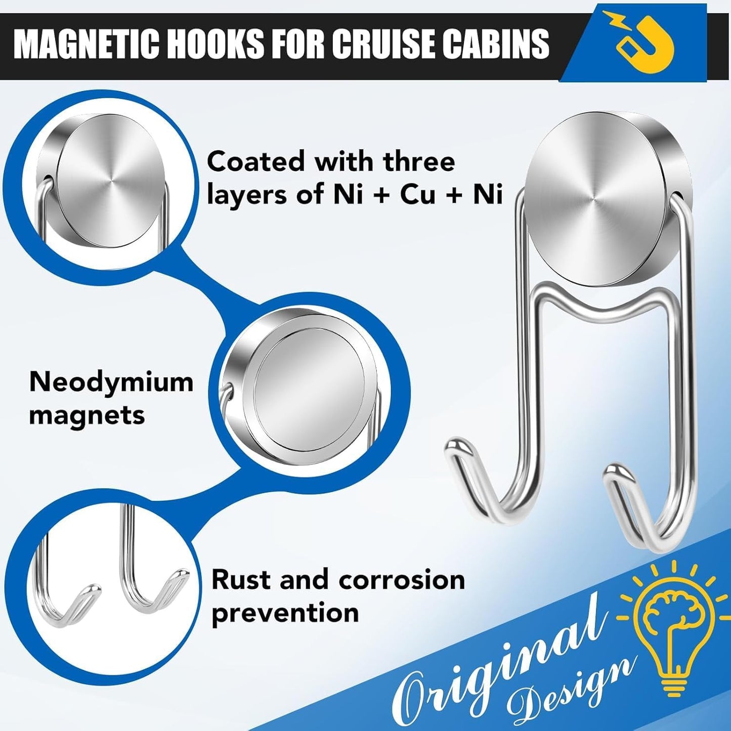 Magnet Hooks, Swivel 50Lbs Magnets with Hooks, Heavy Duty Magnet Hook for Cruise