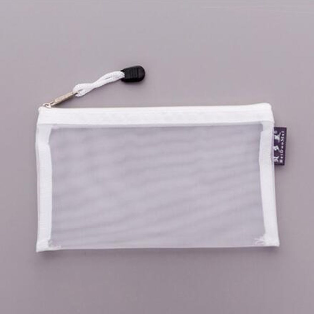 1Pc Transparent Grid Zipper Bag Pencil Case Storage Package 11*20CM PVC Cosmetic