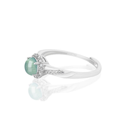 China Natural Jade Jadeite Fashion Ring Woman Gift Silver Inlaid Jade Jewelry
