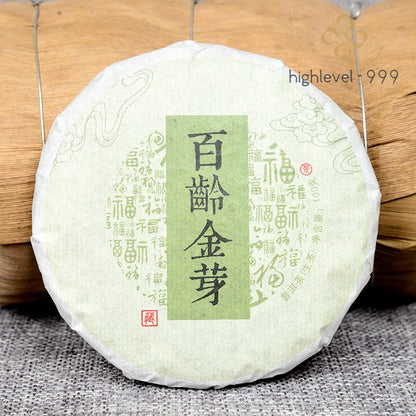 100g Raw Pu'er Tea Cake Yunnan Ancient Tree Golden Bud Early Spring Dried Tea