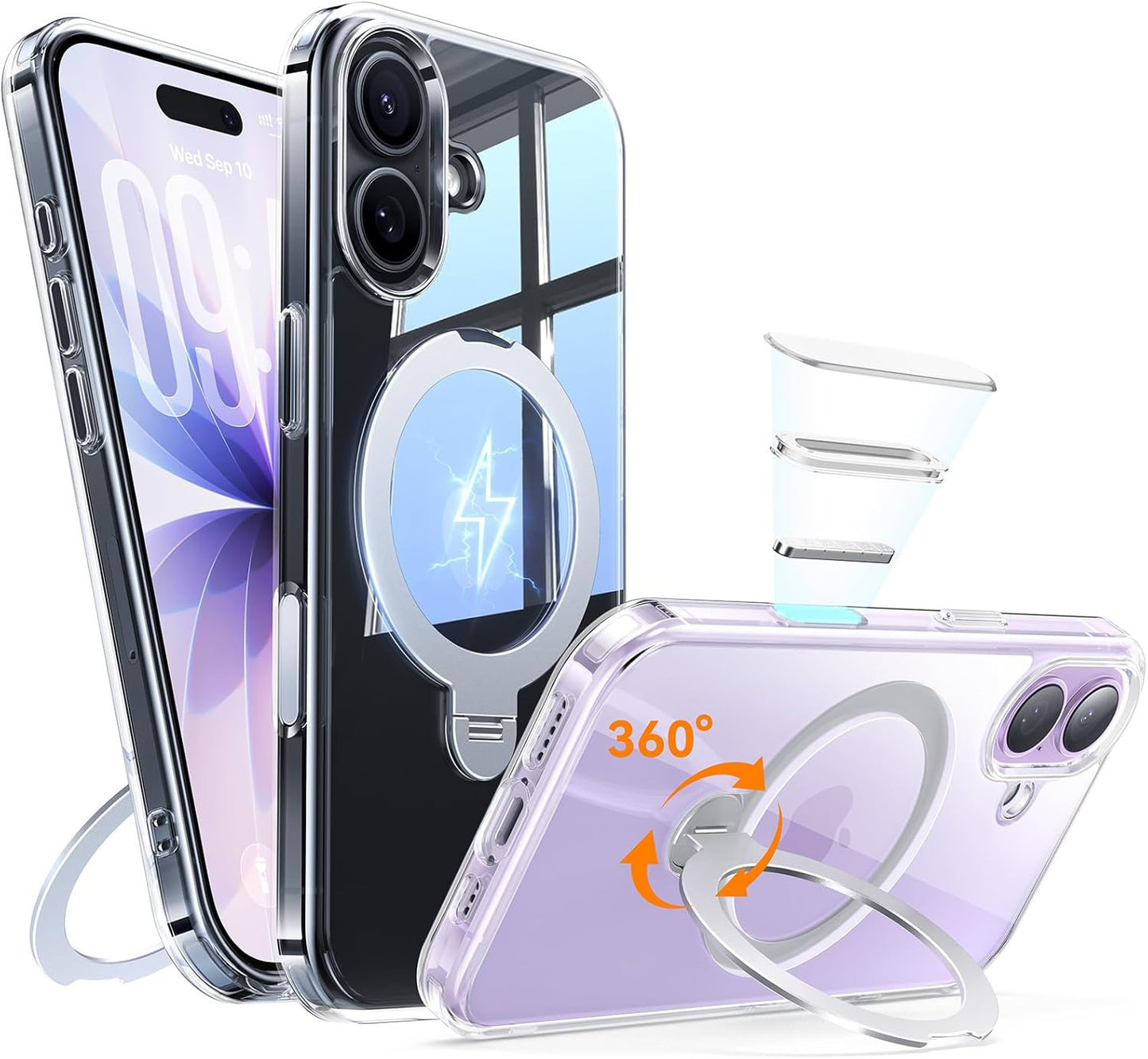 For Iphone 17 Case: with 360° Spin Magnetic Stand, Camera Control Button, Fit fo