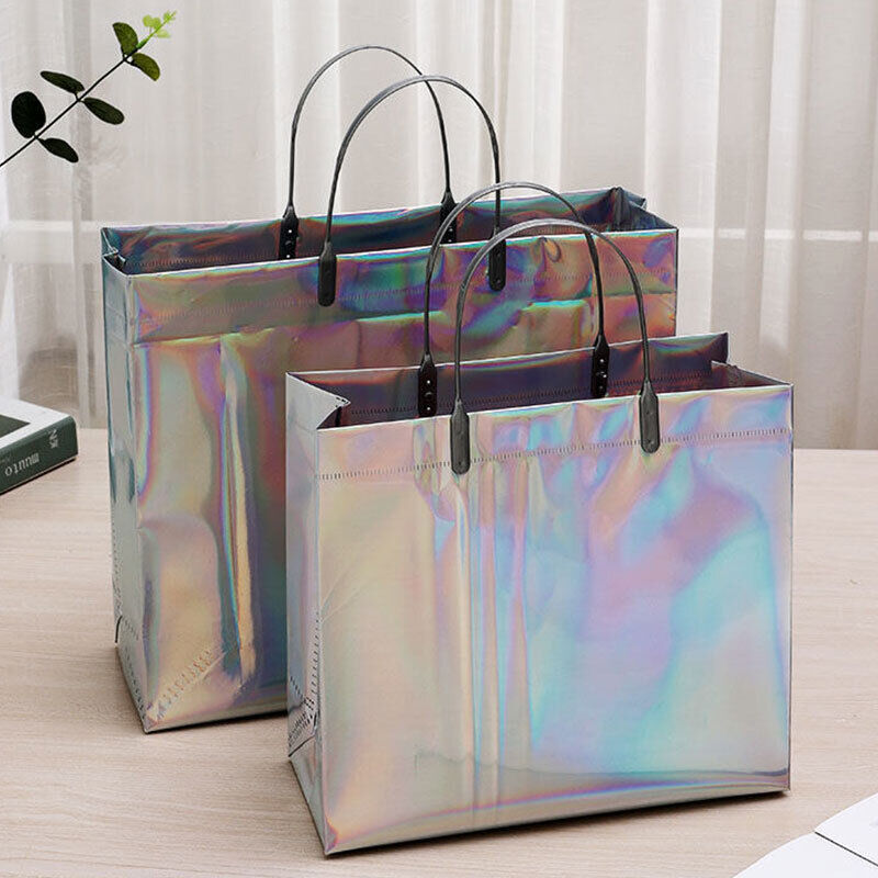 Reusable Shopping Bags Waterproof Storage Bag PVC Laser Tote Shopping Bag Large