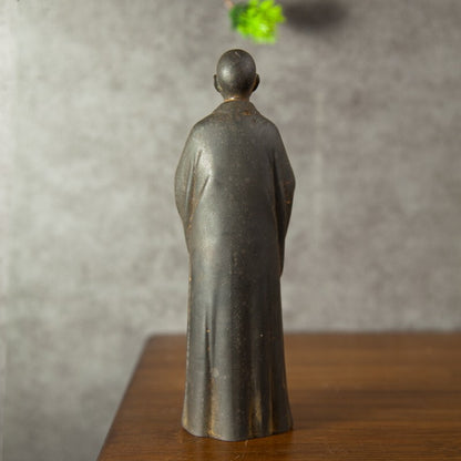 Collect 7.5" Iron Rust Standing Monk Statue Meditation Buddhism Zen Praying
