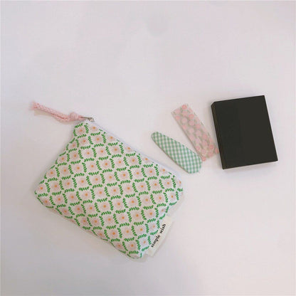 Small Cosmetic Make Up Bag Cotton Floral Organizer Bags Lipstick Purse Coin 1 PC