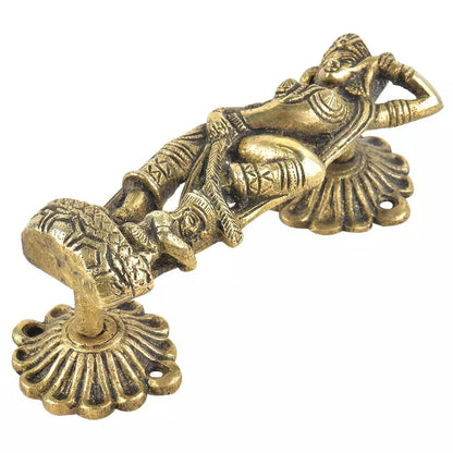 Set of 2 Antique Look Brass Hindu Goddess Statue Carved Door Handle