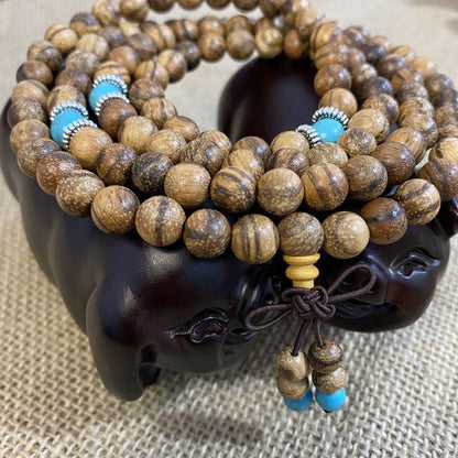 Agarwood 108 Beads Mala Bracelet Buddhist Prayer Jewelry Unisex Handmade