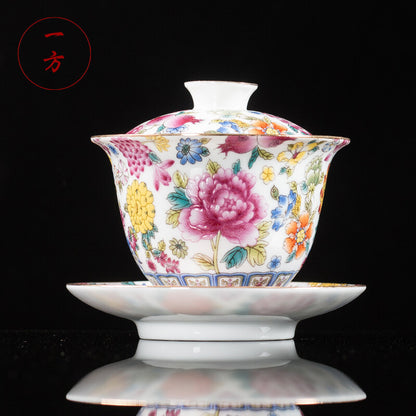 Chinese Tea Brewer Gaiwan Porcelain Tureen Jingdezhen Cup Bowl With Saucer Lid