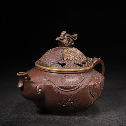 Chinese Yixing Zisha Clay Handmade Exquisite Teapot（凤舞九天 底款：朱可心）