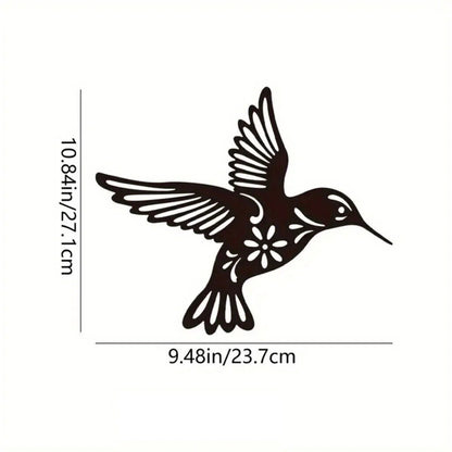 1pc Metal Hummingbird Wall Art Decor, Hollow Out Iron Bird Sculpture Waterproof