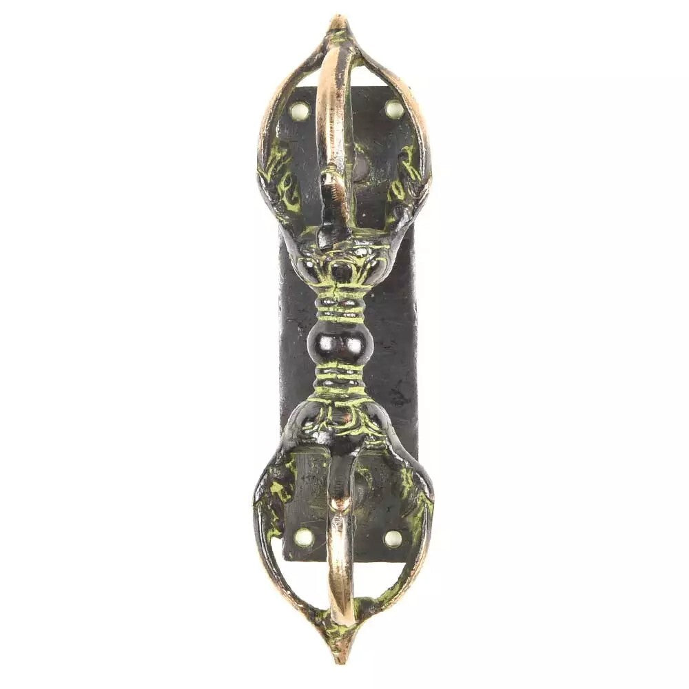 Set of 2 Antique Look Green Patina Brass Handcrafted Door Handle