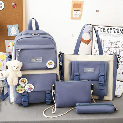 4 in 1 Pcs Sets Nylon Waterproof Backpack School Large Shoulder Bags 42*13*29 CM