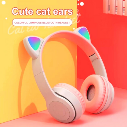 Audifonos Inalambricos Bluetooth 5.0 Cat LED Mic Auriculares para Mujer Niñas