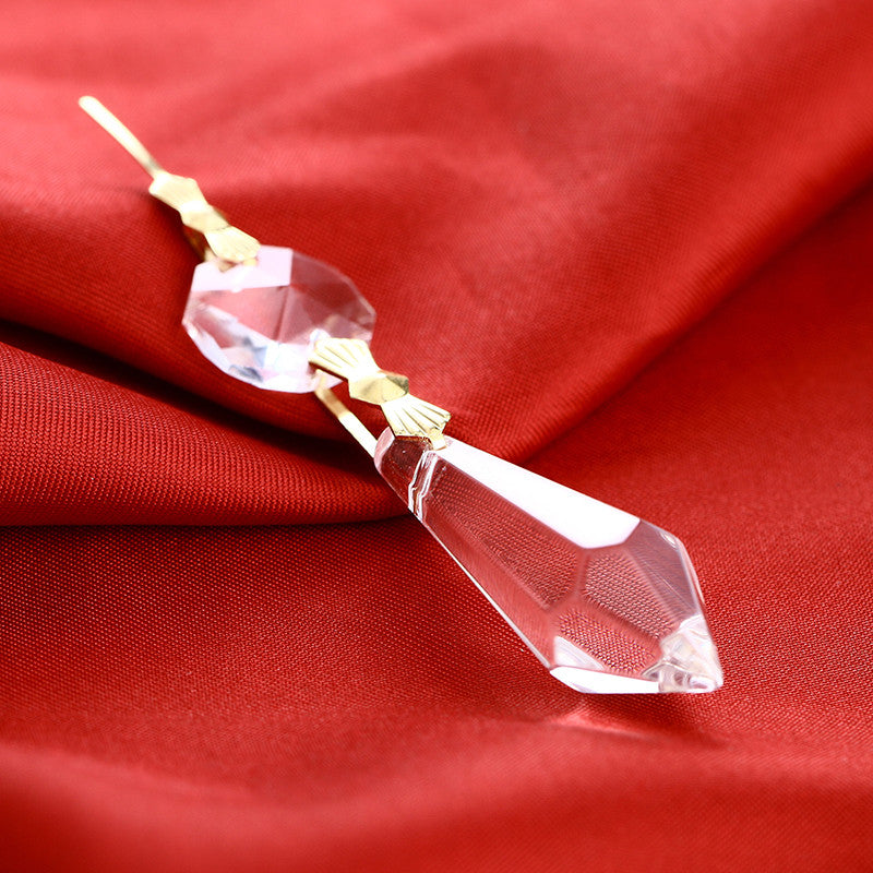 50 Gold Hook Hanging Drop Pendant Clear Chandelier Crystal Lamp Prisms Part 38mm