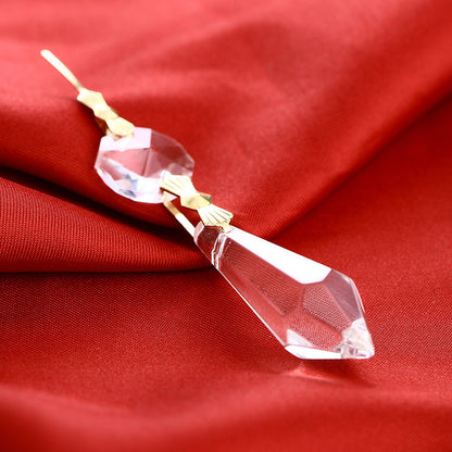 50 Gold Hook Hanging Drop Pendant Clear Chandelier Crystal Lamp Prisms Part 38mm