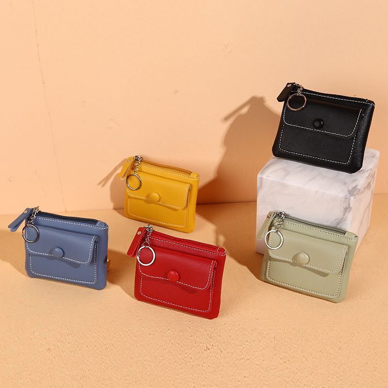 Small Coin Purse Wallet Zipper Money Bags Synthetic Leather Holder Clutch Pouch