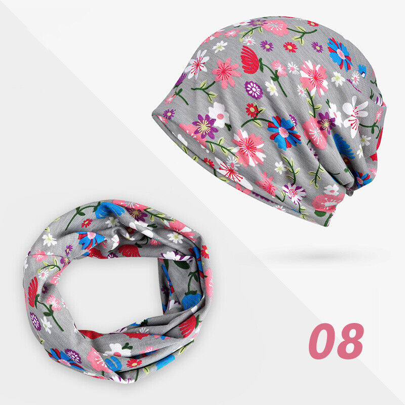 Women Floral Baggy Slouchy Beanie Hat Headwear Scarf Snood Hat Cancer Chemo Caps