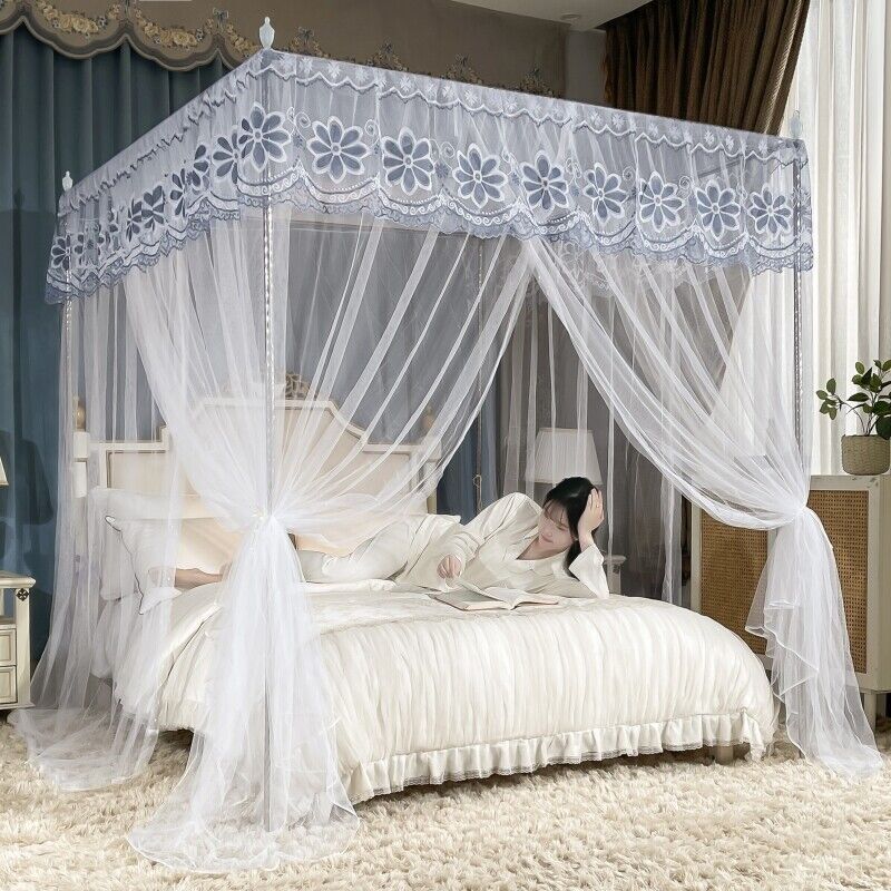 Bed Canopy Anti Mosquito Bed Netting Embroidered Valances With Frames Queen King