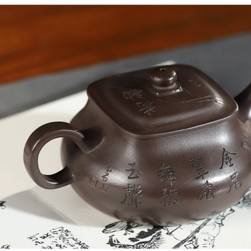 Original Ore Real Yixing Zisha Tea Pot Full Handmade Carved Pot Old Purple Clay