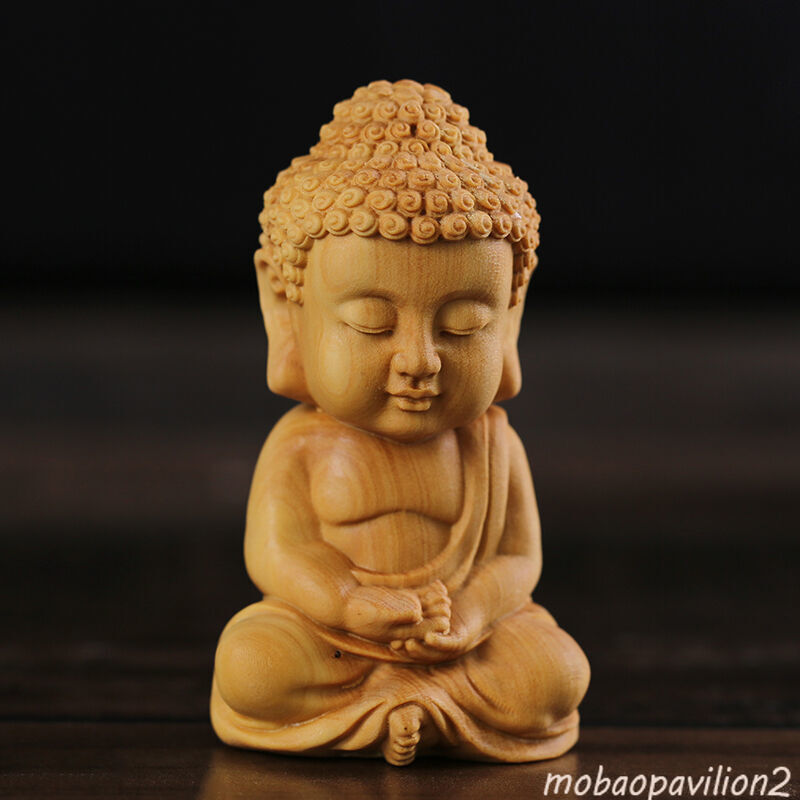 6.8*3.9*3.0 CM Carved Boxwood Figurine Carving : Rulai Buddha Boy