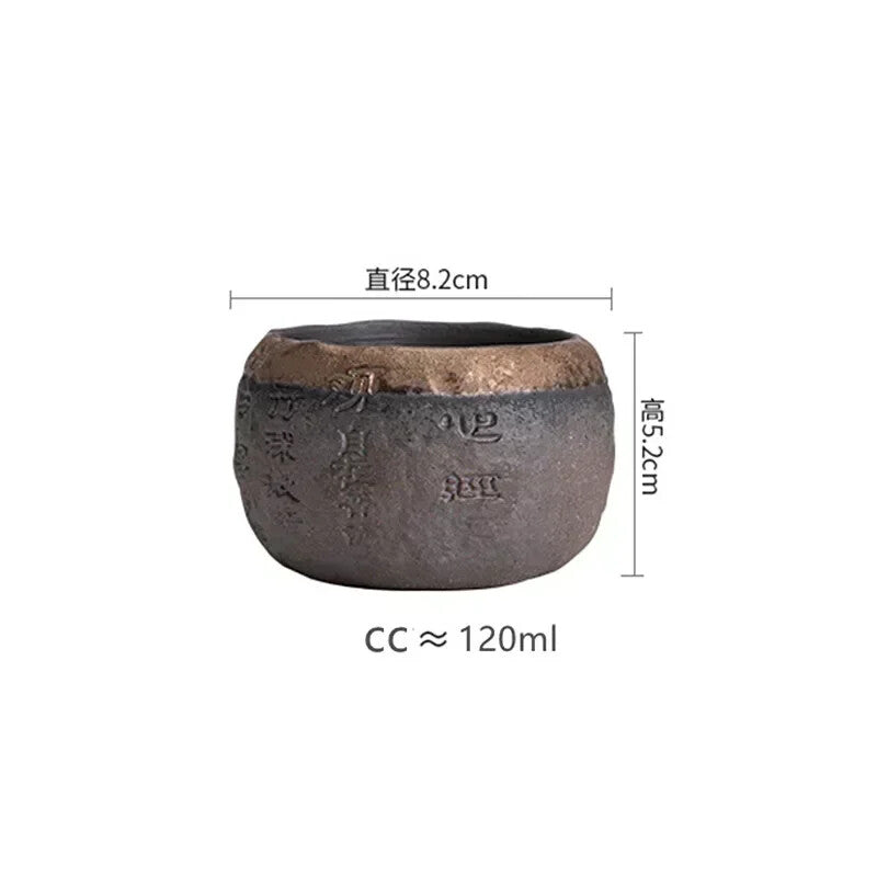 120ml Rough Pottery Handmade Relief Heart Sutra Zen Cup Ceramic Master Tea Cup