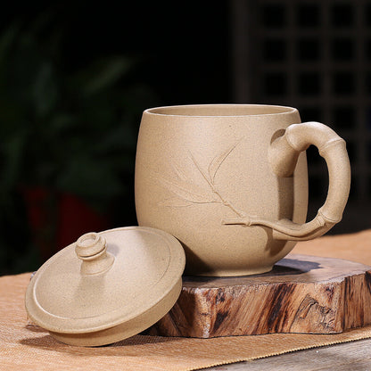 Authentic Yixing Zisha Sesame Duan Clay Teacup Infuser Cup Lid Saucer Office Mug