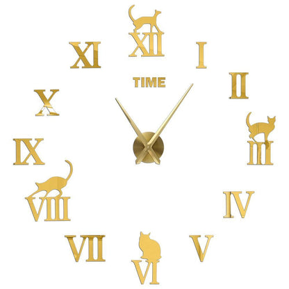 DIY Wall Clocks Acrylic Mirror Large 3D Frameless Home Living Room Decor 37-47In
