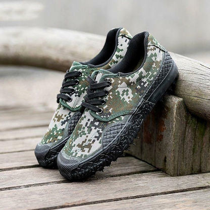 Mens canvas breath Work Slip Resistant Military Farm camo Shoes lace up training