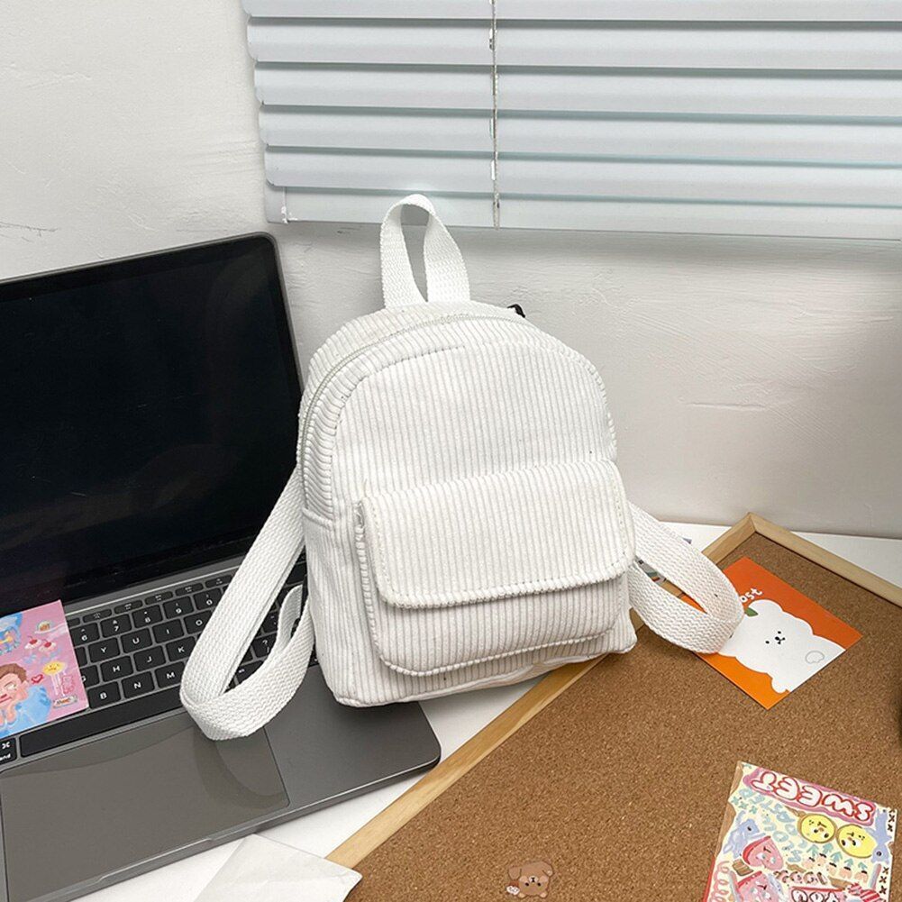 Fashion Women Backpack Corduroy Small Student Bookbag Traveling 19*19*9CM Square