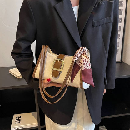 Synthetic Leather Small Shoulder Bags Scarves Cute Handbags Purses Underarm Bag