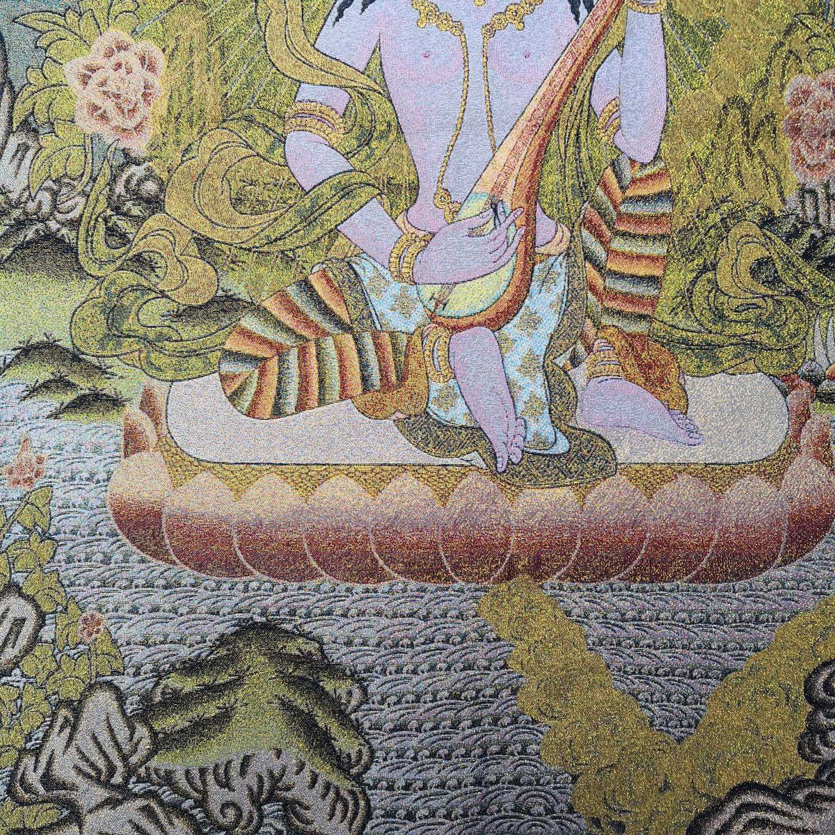 36" Tibet Tibetan Cloth Silk Buddhism Saraswati Kwan-yin Guanyin Tangka Thangka