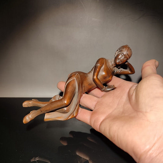 7"chinese carving beautifully carved women girl Figurines statue home decor wood