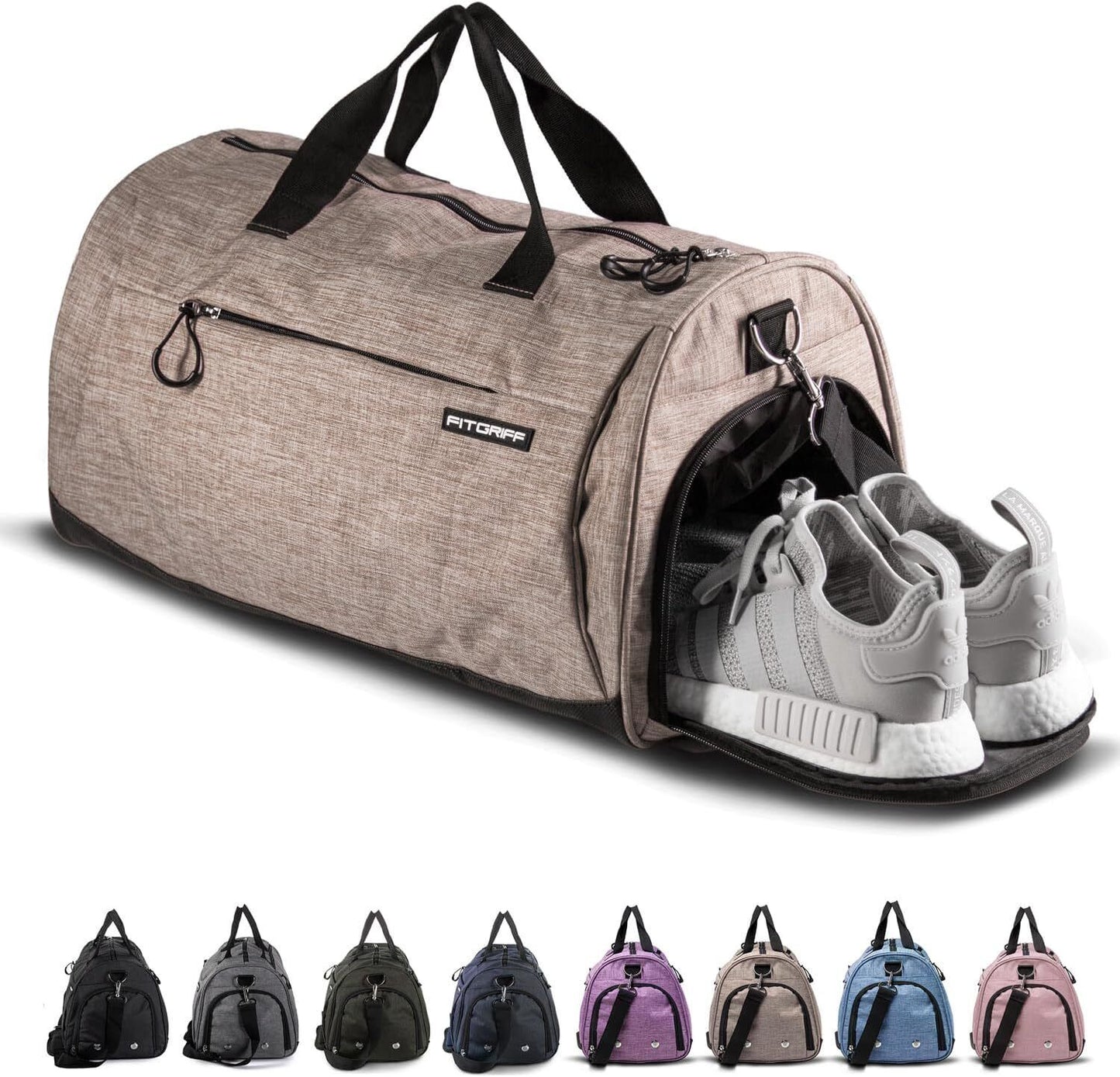 Fitgriff Gym Bag V1 for Men & Women with Shoe & 19 x 10 x 10″ (Small), Sand