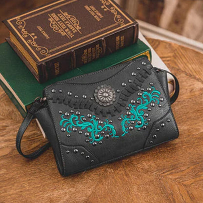 Black Women Studs Luxury Designer Handbag Crossbody Bag Makeup Bag Purse Wallet