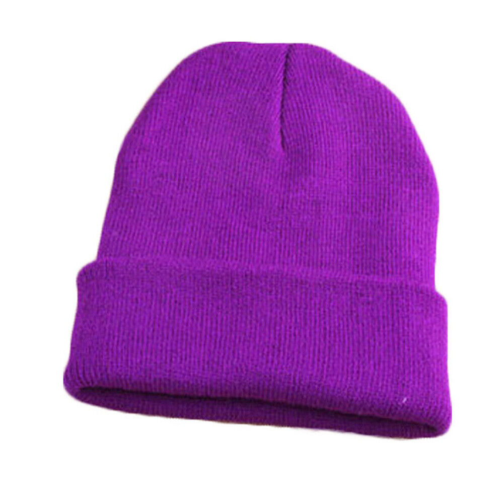 Beanie Hat Men Women Plain Knit Ski Cap Warm Elastic Skull Winter Cuff Thermal