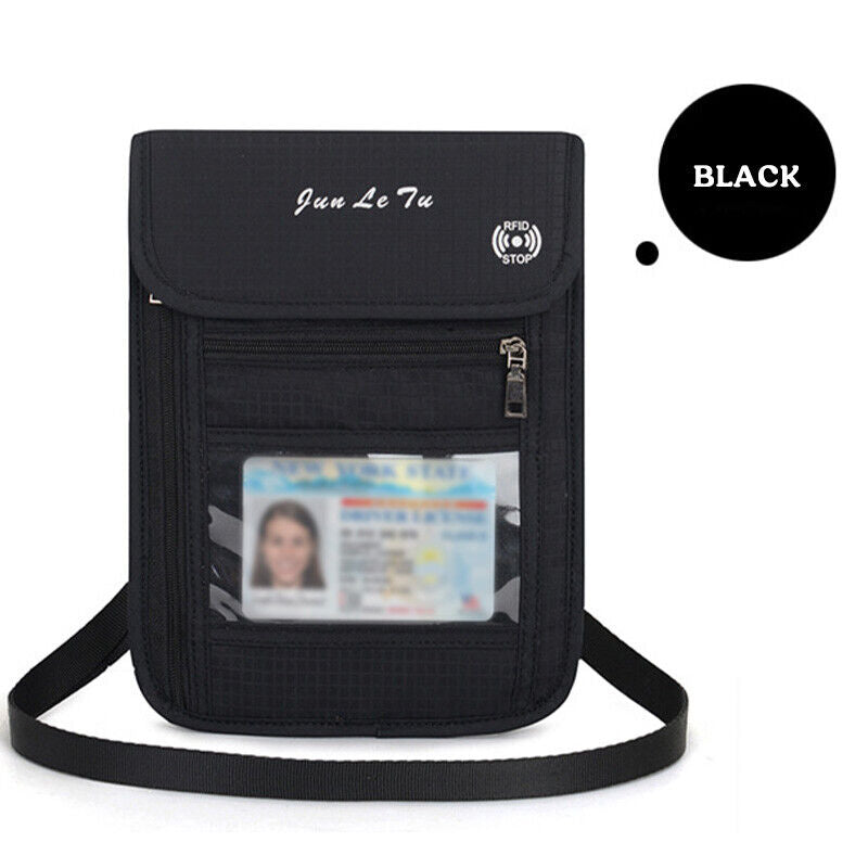 RFID Blocking Passport Holder Travel Wallet Bag Anti-theft Security Neck Pouch
