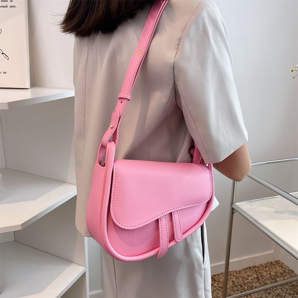 Fashion Saddle Bag New Small Shoulder Bags Solid Crossbody Female Messenger Bag