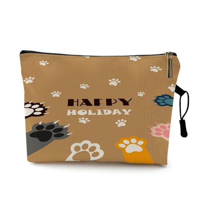 Cats Footprints Cosmetic Bag Cases Makeup Organizer Bag Traveling Polyester 1 PC