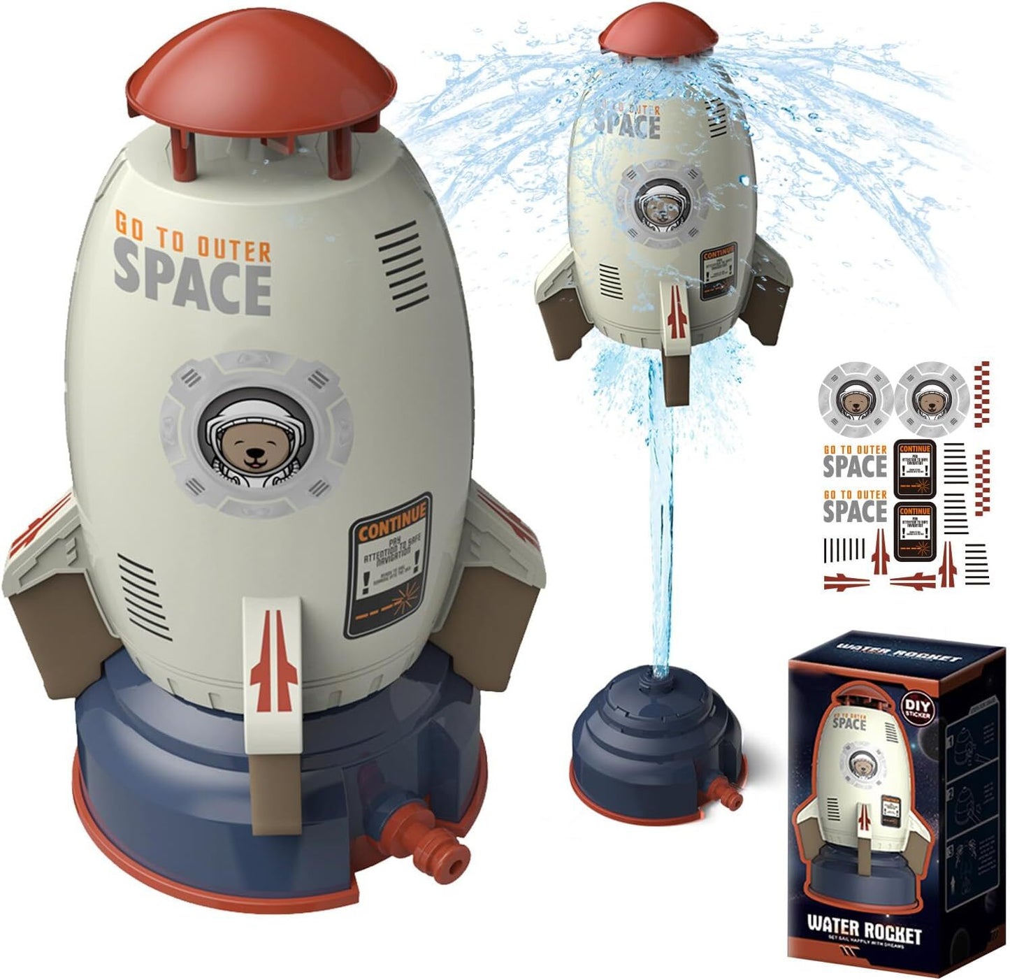 Rocket Launcher Outdoor Water Toys, Kids Sprinkler, Holiday & Birthday