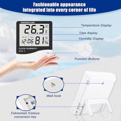 THERMOMETER INDOOR Digital LCD Hygrometer Temperature Humidity Meter Alarm Clock