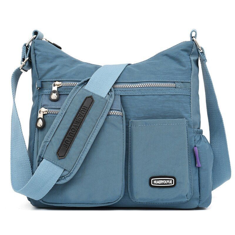 Fashionable Nylon Shoulder Bag Zipper Pocket Messenger Bag Waterproof Crossbody