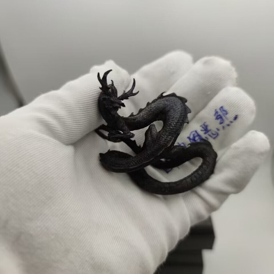 Solid Old Bronze Copper Statue Hand Carved Dragon