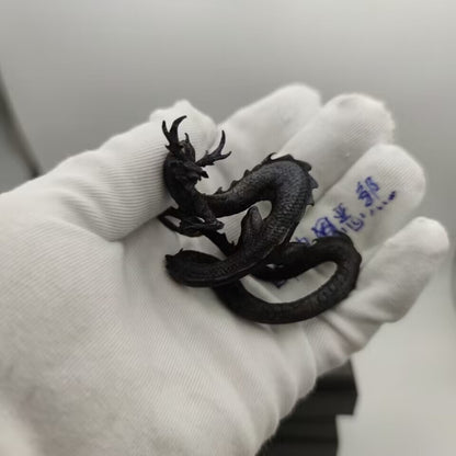 Solid Old Bronze Copper Statue Hand Carved Dragon