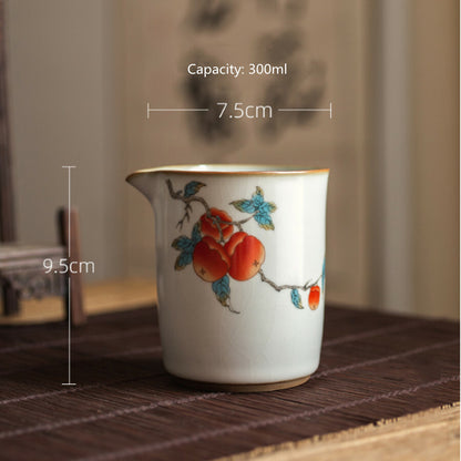 300ml Gong Fu Tea Cup Coffee Mug Vintage Ru Kiln Ceramic Fair Cup Tea Ceremony