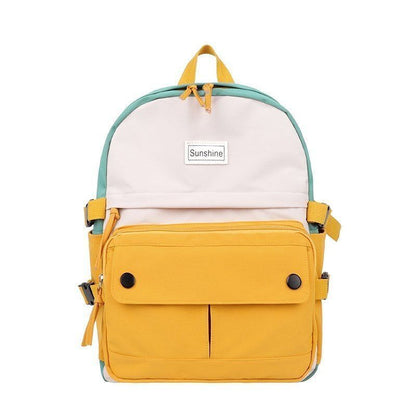 Stitching Contrast Backpack Fashion Cute Student Canvas School Bags Travelling